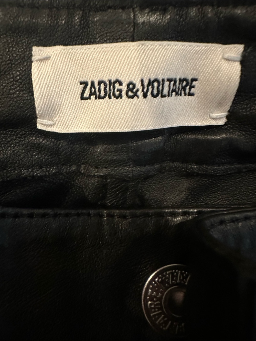 $900 Zadig & Voltaire Phlame Cuir Frosse Leather Pants Noir Black NWT FR 38 US 6 - Picture 6 of 6